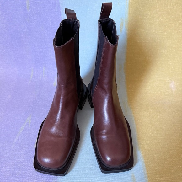 ZARA Brown Leather Chelsea Boots size 6 - Picture 3 of 9